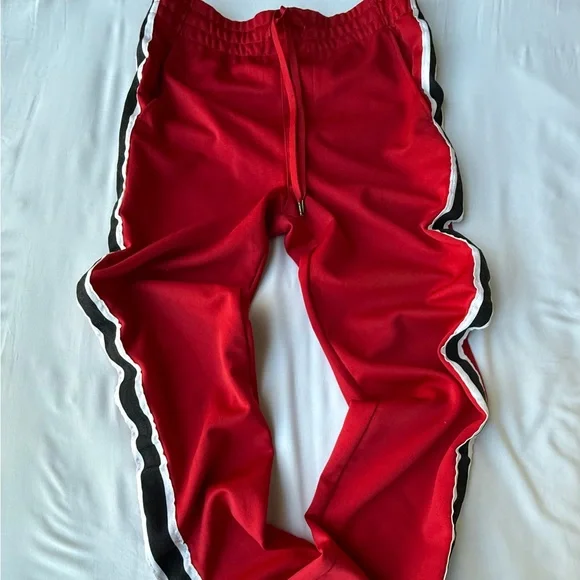 PacSun Red Joggers with Black and White Stripes - Picture 1 of 5